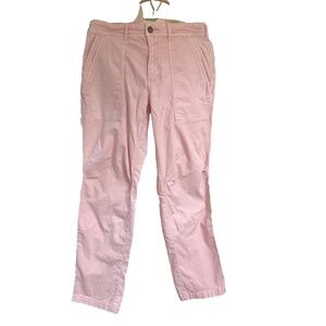 Anthropologie The Wanderer Dusty Pink Cargo Straight Leg Pants Sz 28 Linen Blend